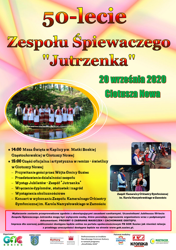 Plakat- zaproszenie na 50-lecie Zespołu Śpiewaczego Jutrzenka
