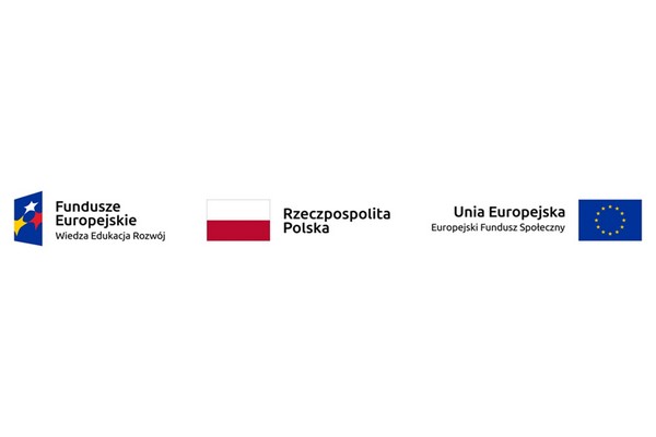Logotyp Funduszy Europejskich, flaga Polski, flaga Unii Europejskiej i napis Unia Europejska i Europejski Fundusz Społeczny